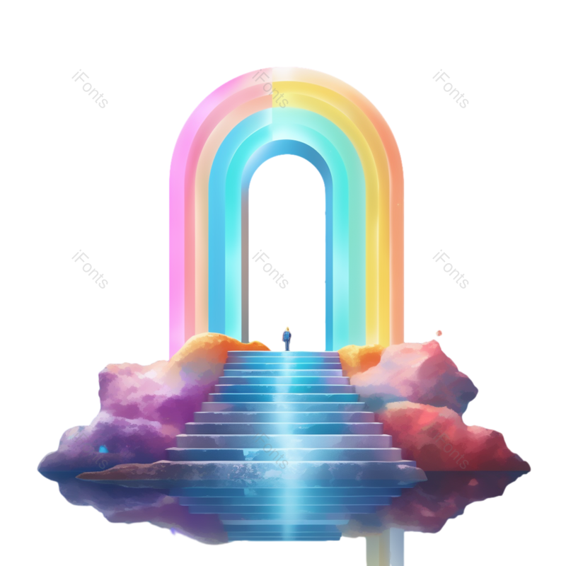 彩虹图片,星空元素,建筑PNG,星星免抠素材